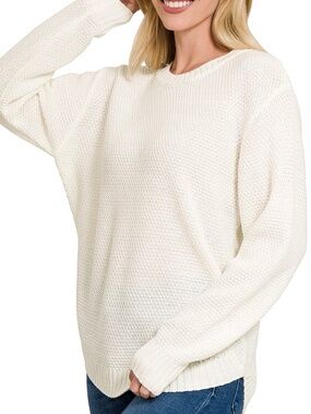 286 - Waffle Weave Ivory Sweater
